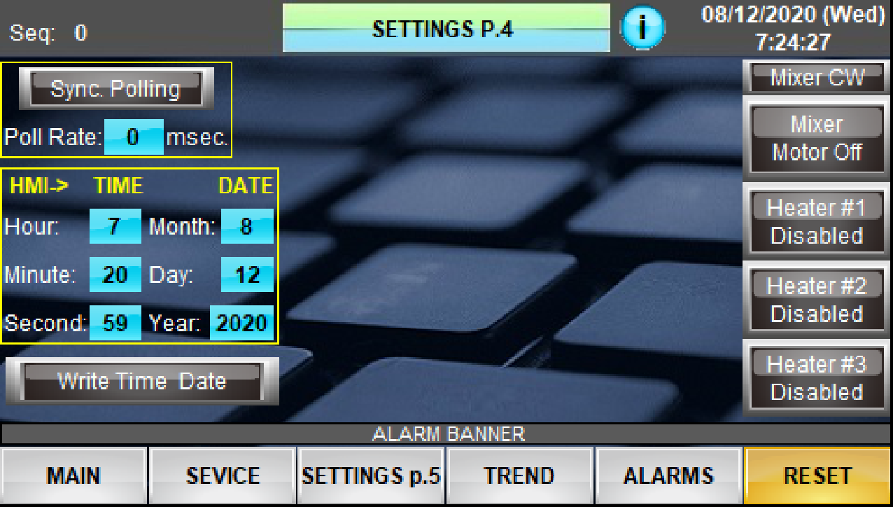 Reactor Controller Screen Descriptions